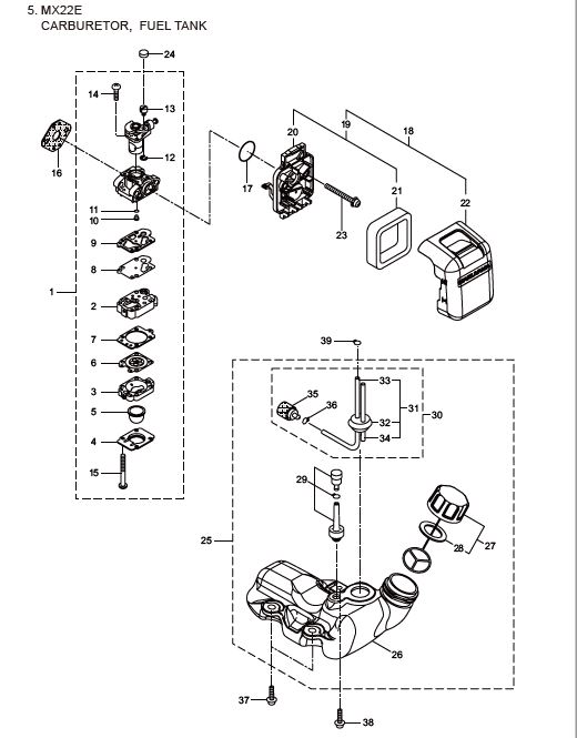 Crépine et filtre à air MX22E