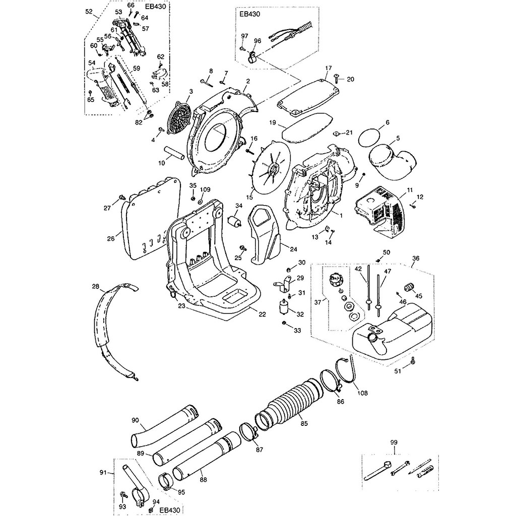 Turbine / Manette de gaz / Réservoir