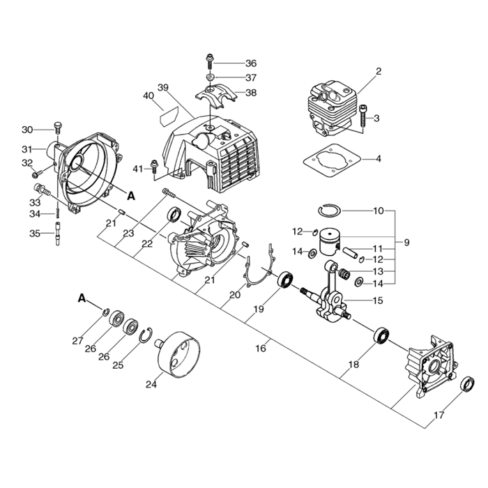 Cylindre / Villebrequin / Carter moteur