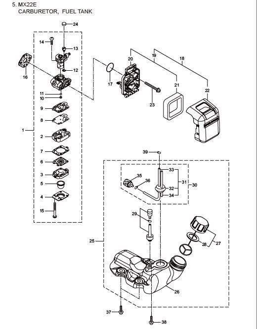 Filtre à air complet MX22E MARUYAMA